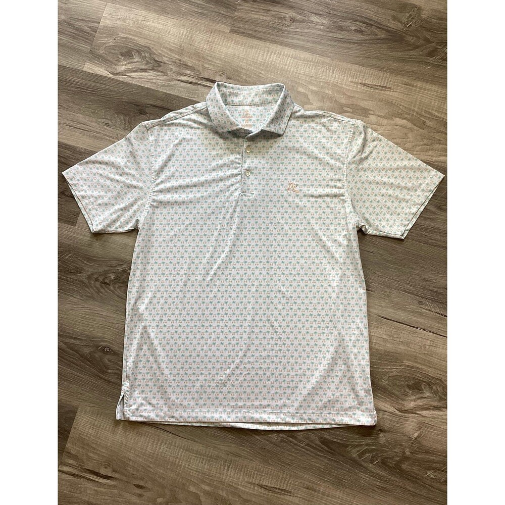Rhoback Mens Medium Golf Polo Palm Trees And Golf Carts